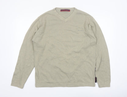 Ben Sherman Men's Beige Cotton V-Neck Pullover Jumper M