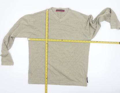 Ben Sherman Men's Beige Cotton V-Neck Pullover Jumper M