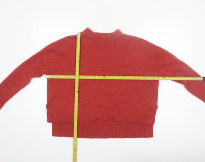 Marks and Spencer Womens Burnt Orange Lambswool Mock Neck Jumper Size S