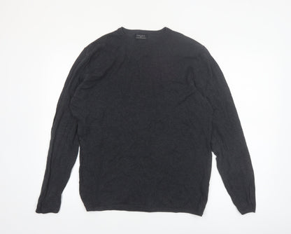 Zara Man Black Cotton Crew Neck Pullover Jumper XL