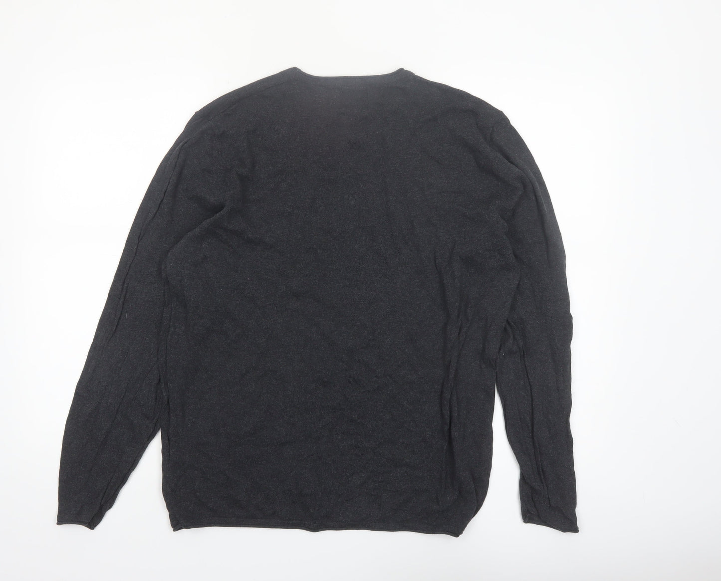 Zara Man Black Cotton Crew Neck Pullover Jumper XL