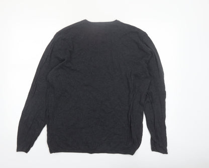 Zara Man Black Cotton Crew Neck Pullover Jumper XL