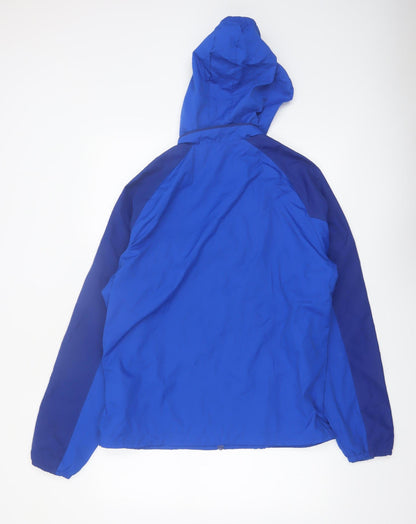Macron Men’s Blue Hooded Windbreaker Jacket M Football Training