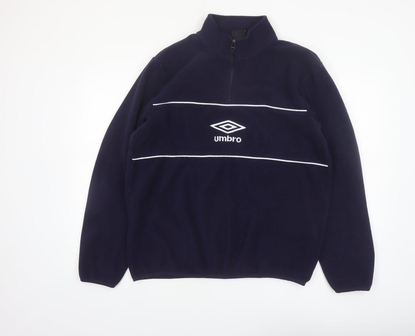 Umbro Mens Blue Fleece 1/4 Zip Pullover Sweatshirt Size L