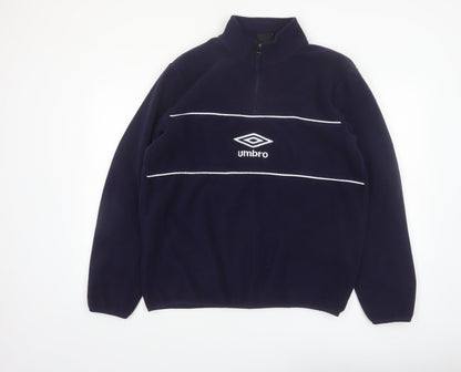Umbro Mens Blue Fleece 1/4 Zip Pullover Sweatshirt Size L