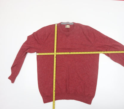 Marks and Spencer Mens Red Cotton Crew Neck Jumper XL