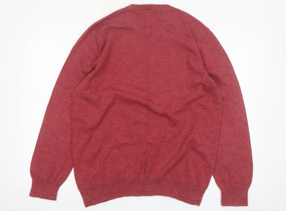 Marks and Spencer Mens Red Cotton Crew Neck Jumper XL