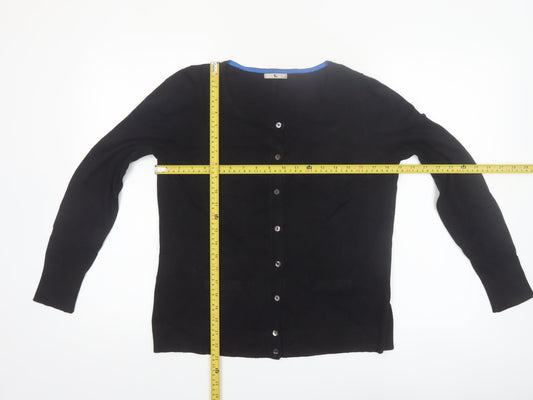 Tu Women's Black Size 14 Crew Neck Button Cardigan