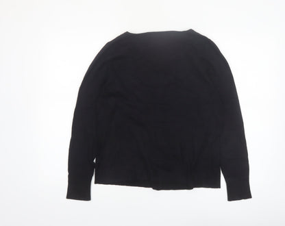 Tu Women's Black Size 14 Crew Neck Button Cardigan