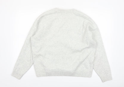 Marks and Spencer Women Grey V-Neck Cable Knit Jumper L