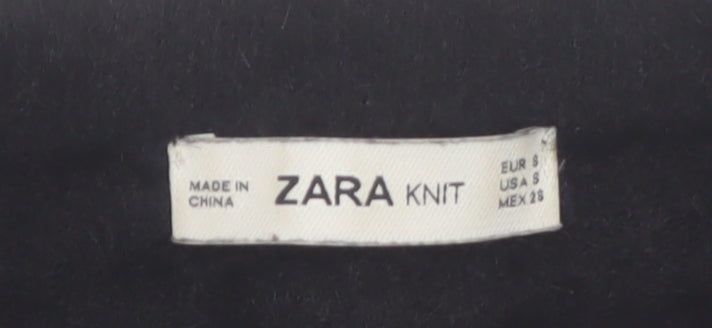 Zara Women Black Fluffy Knit Long Sleeve Pullover Jumper Size S