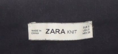 Zara Women Black Fluffy Knit Long Sleeve Pullover Jumper Size S
