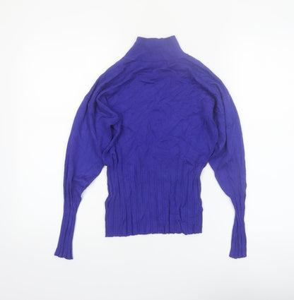 Marks and Spencer Women Blue Mock Neck Long Sleeve Jumper Size 10