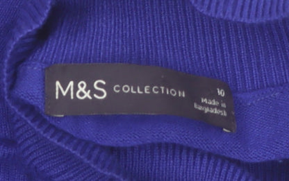 Marks and Spencer Women Blue Mock Neck Long Sleeve Jumper Size 10