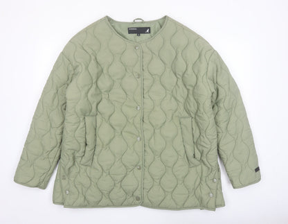 Kangol Women's Green Quilted Jacket UK 14 Mid-Length Casual