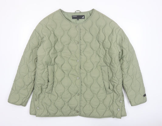 Kangol Women's Green Quilted Jacket UK 14 Mid-Length Casual