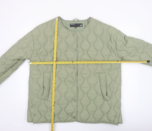 Kangol Women's Green Quilted Jacket UK 14 Mid-Length Casual
