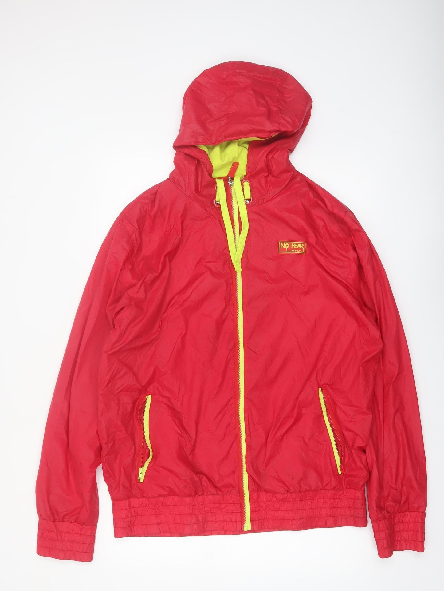 No Fear Mens Red Windbreaker Hooded Jacket 2XL Casual Outdoor