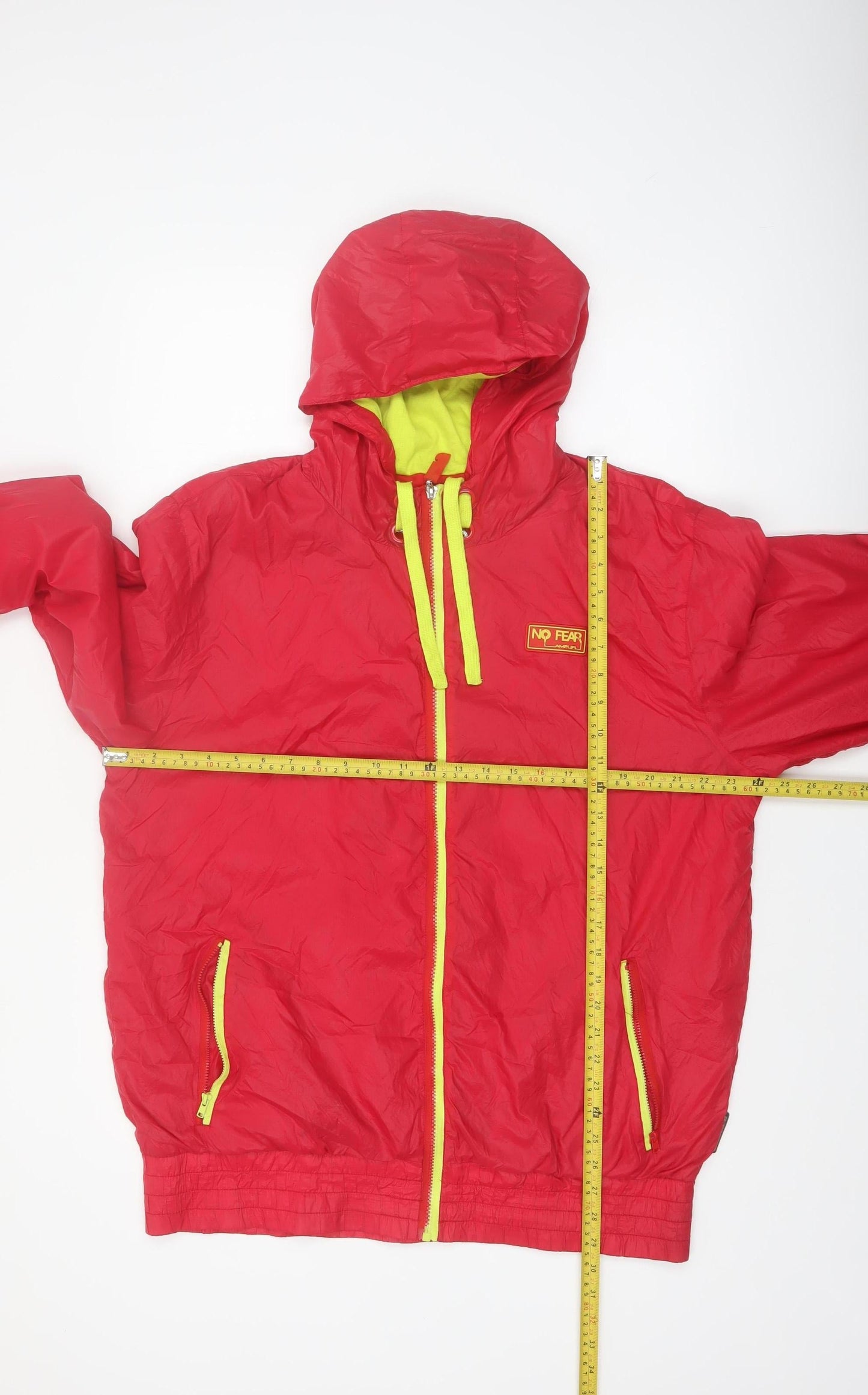 No Fear Mens Red Windbreaker Hooded Jacket 2XL Casual Outdoor