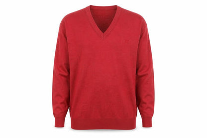 Summerland Men Red Wool Blend V-Neck Pullover Jumper M