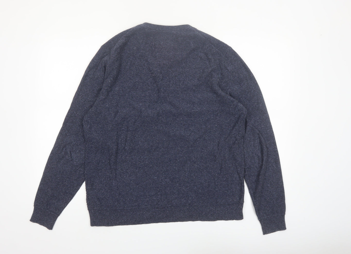 Mantaray Men's Blue Cotton V-Neck Jumper Size M