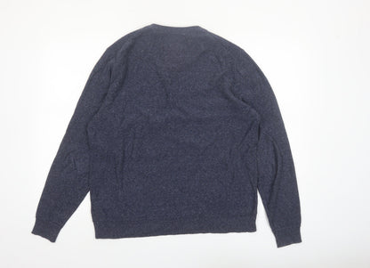 Mantaray Men's Blue Cotton V-Neck Jumper Size M