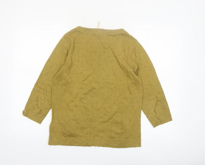 White Stuff Women Green Cotton 3/4 Sleeve Cardigan Size 14