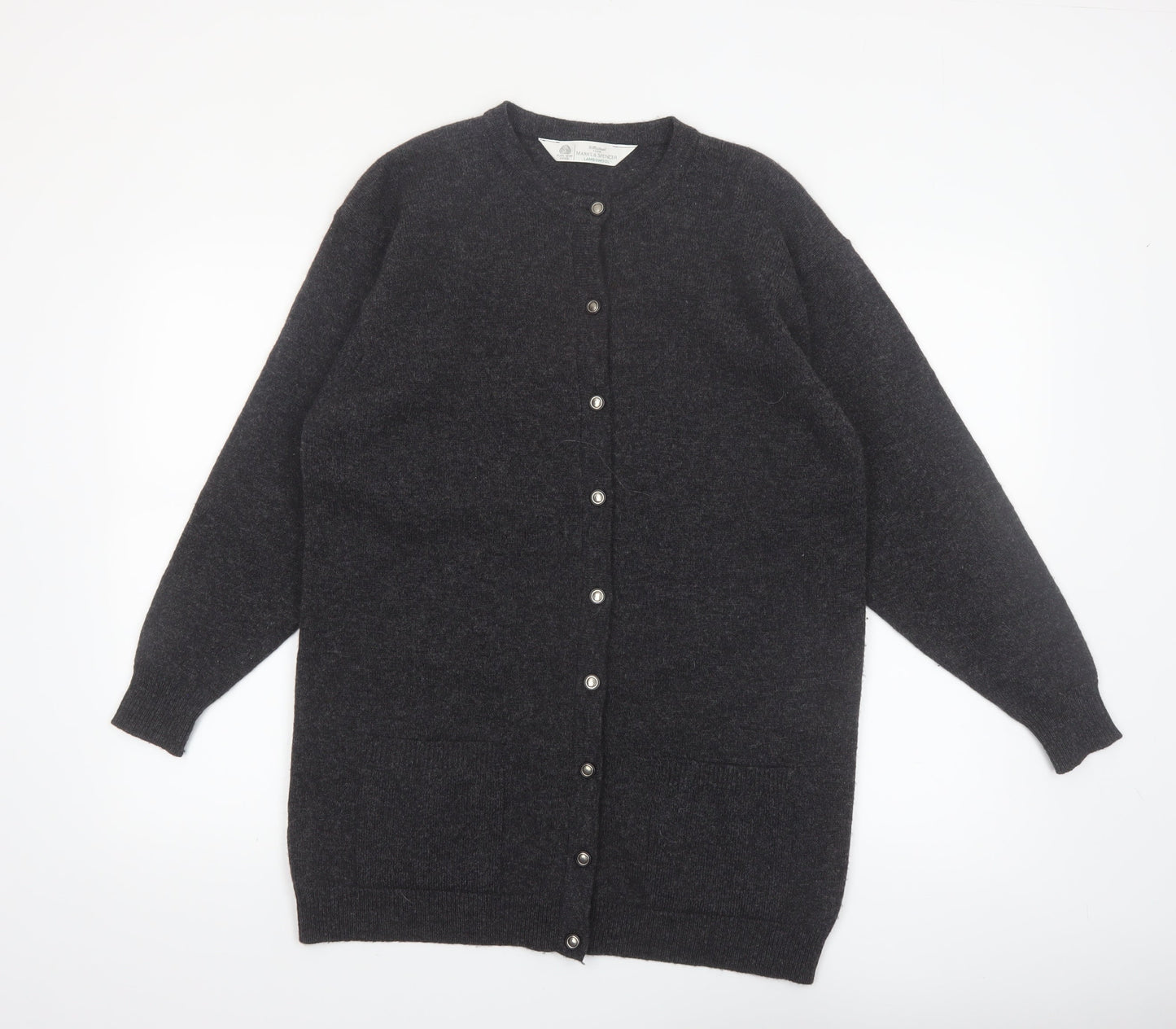 Marks & Spencer Women Dark Grey Lambswool Cardigan UK 10 Classic Fit