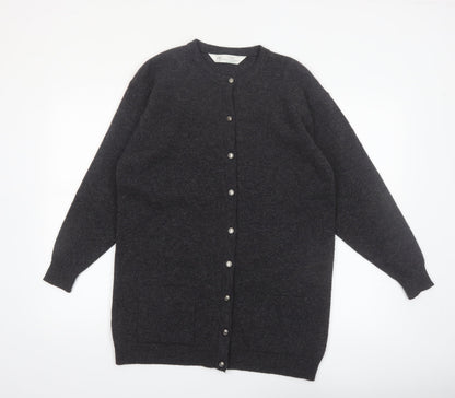 Marks & Spencer Women Dark Grey Lambswool Cardigan UK 10 Classic Fit