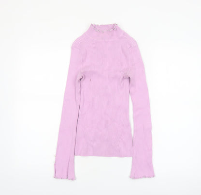 River Island Women’s Pink Mock Neck Slim Fit Jumper Size 10