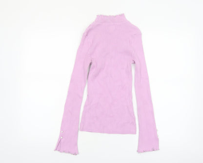 River Island Women’s Pink Mock Neck Slim Fit Jumper Size 10