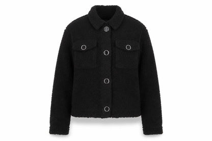 H&M Women’s Black Fleece Button Up Short Jacket XS
