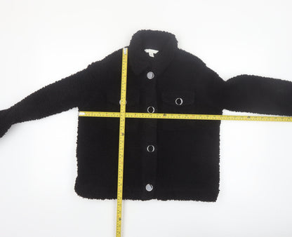H&M Women’s Black Fleece Button Up Short Jacket XS