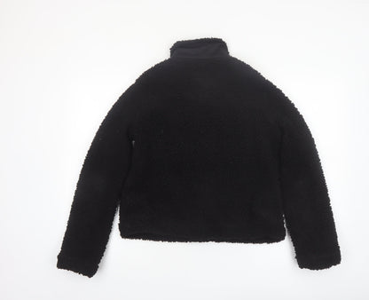 H&M Women’s Black Fleece Button Up Short Jacket XS