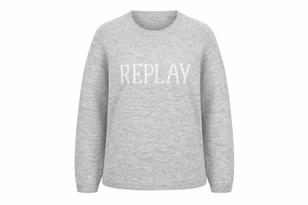 Replay Women Grey Knit Crew Neck Pullover Jumper Size L