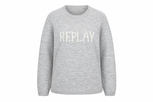 Replay Women Grey Knit Crew Neck Pullover Jumper Size L