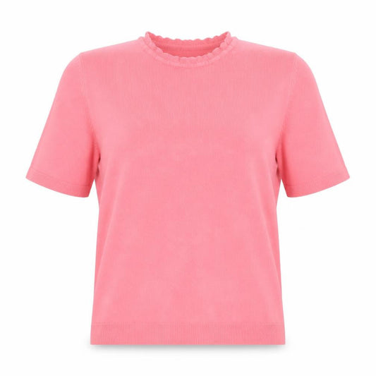 Bonmarché Women's Pink Short Sleeve Acrylic Mock Neck Jumper Size 12