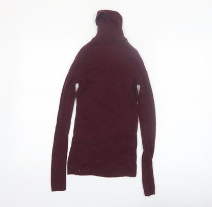 UNIQLO Women's Red Wool Roll Neck Jumper XS Slim Fit