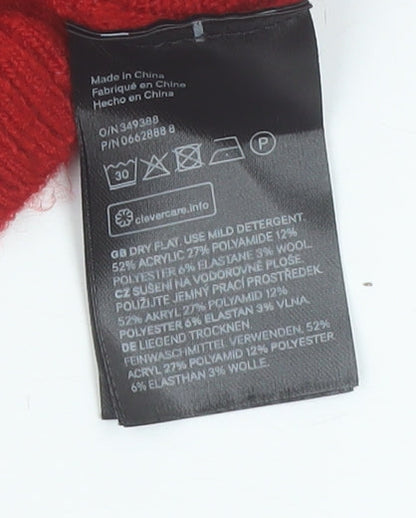H&M Women Red Roll Neck Jumper Wool Blend Size 12 Winter Knitwear