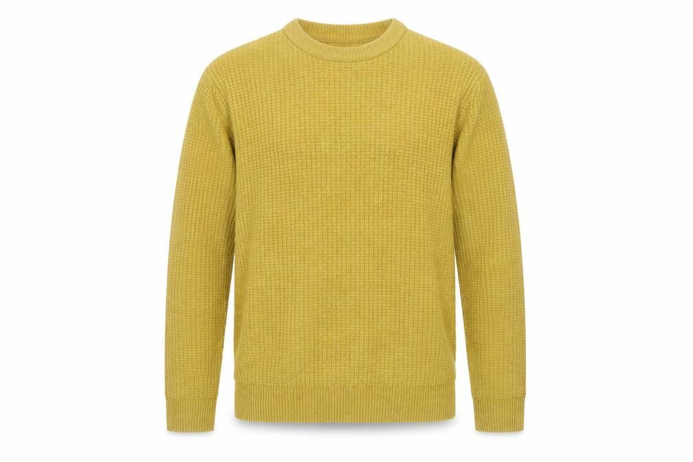 Marks & Spencer Men's Yellow Wool Blend Waffle Knit Jumper S Regular