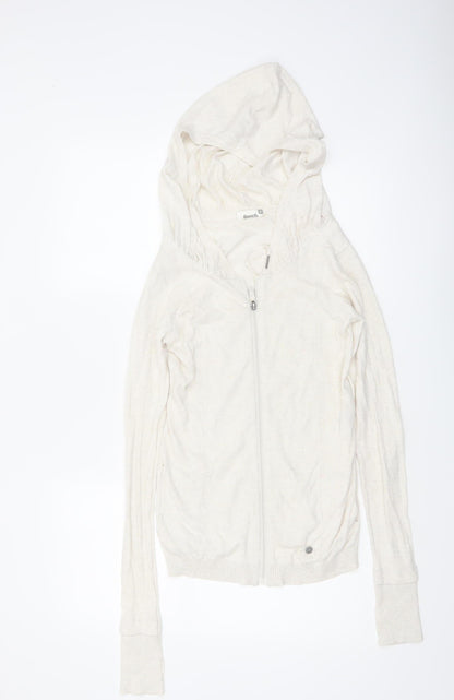 Bench Women Ivory Full Zip Hooded Cotton Jumper XS