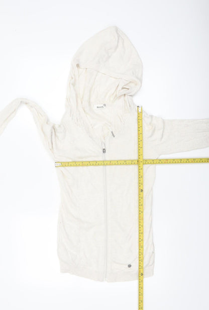 Bench Women Ivory Full Zip Hooded Cotton Jumper XS