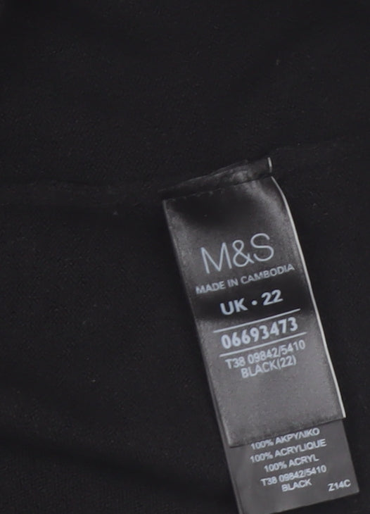 Marks and Spencer Women Black Size 22 Acrylic Cardigan Jumper