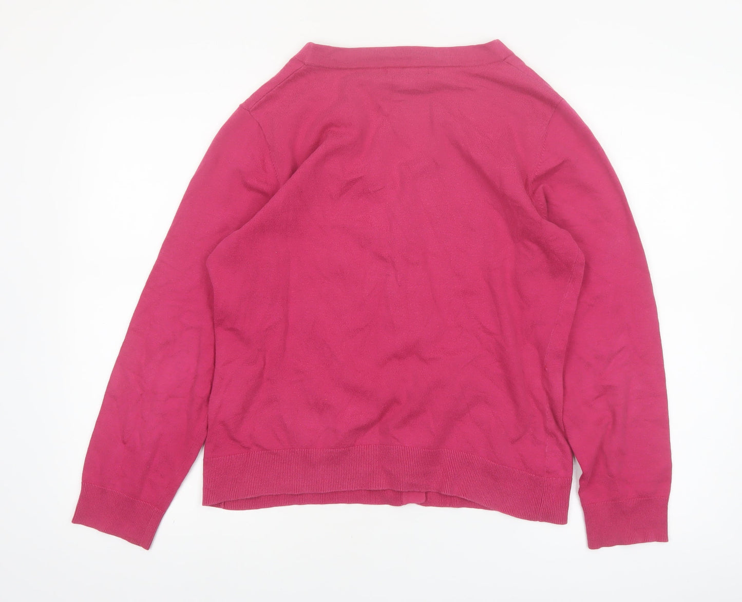 Monsoon Women's Pink Cardigan UK 16 Cotton Blend V-Neck Button Jumper