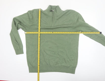 Next Men’s Green Cotton Half Zip High Neck Jumper Size L