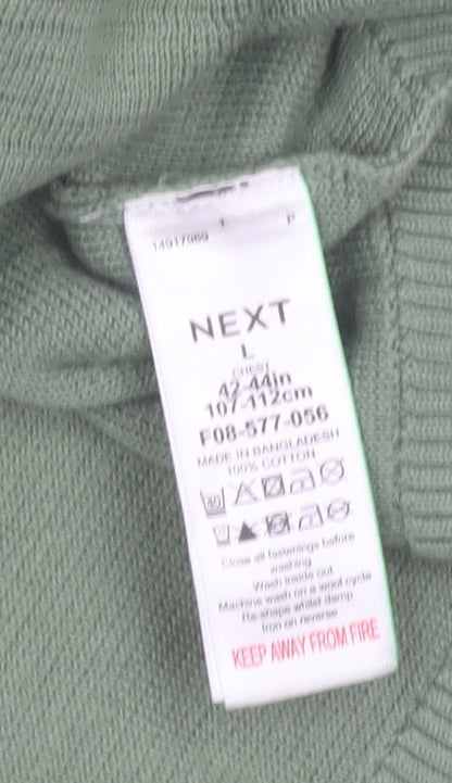 Next Men’s Green Cotton Half Zip High Neck Jumper Size L