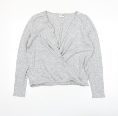 Noisy May Women's Grey Wrap Jersey Blouse Top Size M