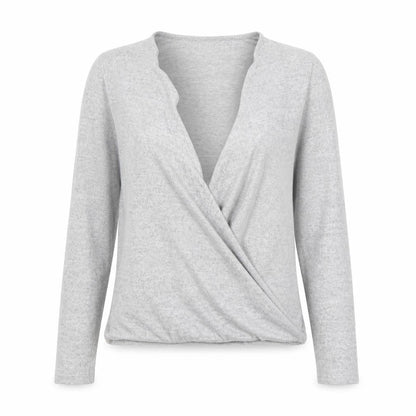 Noisy May Women's Grey Wrap Jersey Blouse Top Size M
