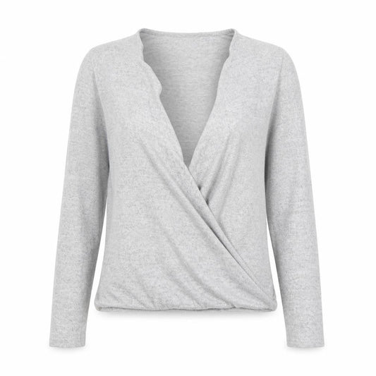 Noisy May Women's Grey Wrap Jersey Blouse Top Size M