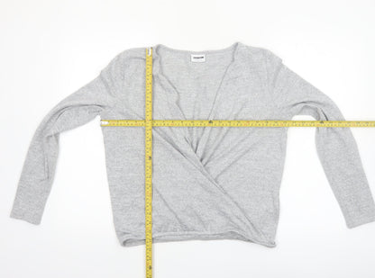 Noisy May Women's Grey Wrap Jersey Blouse Top Size M